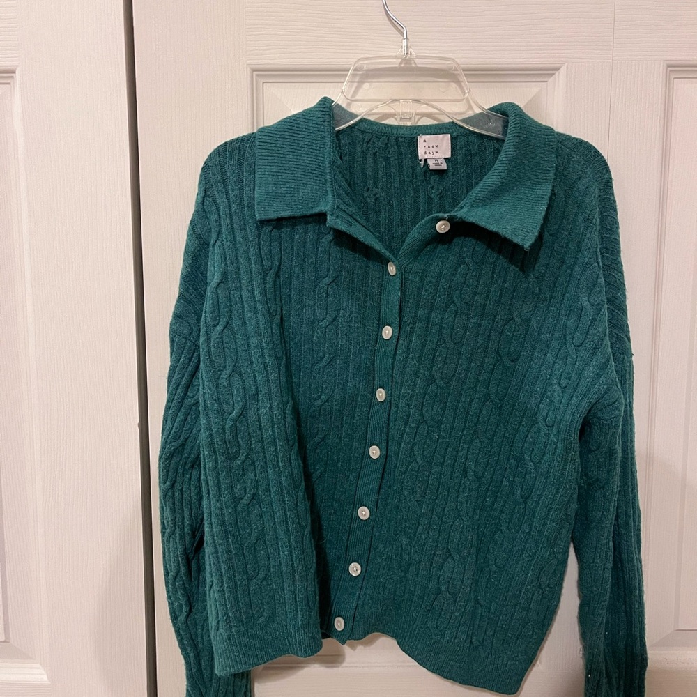 Teal Cable Knit Sweater